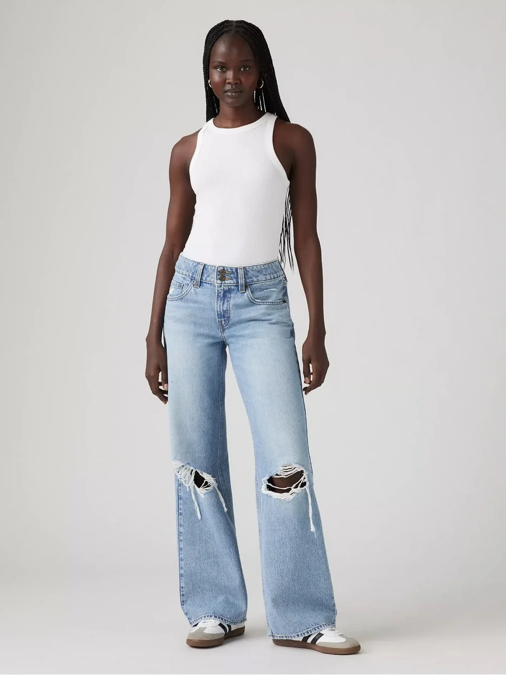 Levi's Superlow Loose Low Rise Distressed Light Wash Denim Jeans Size 32 14 - Picture 5 of 15